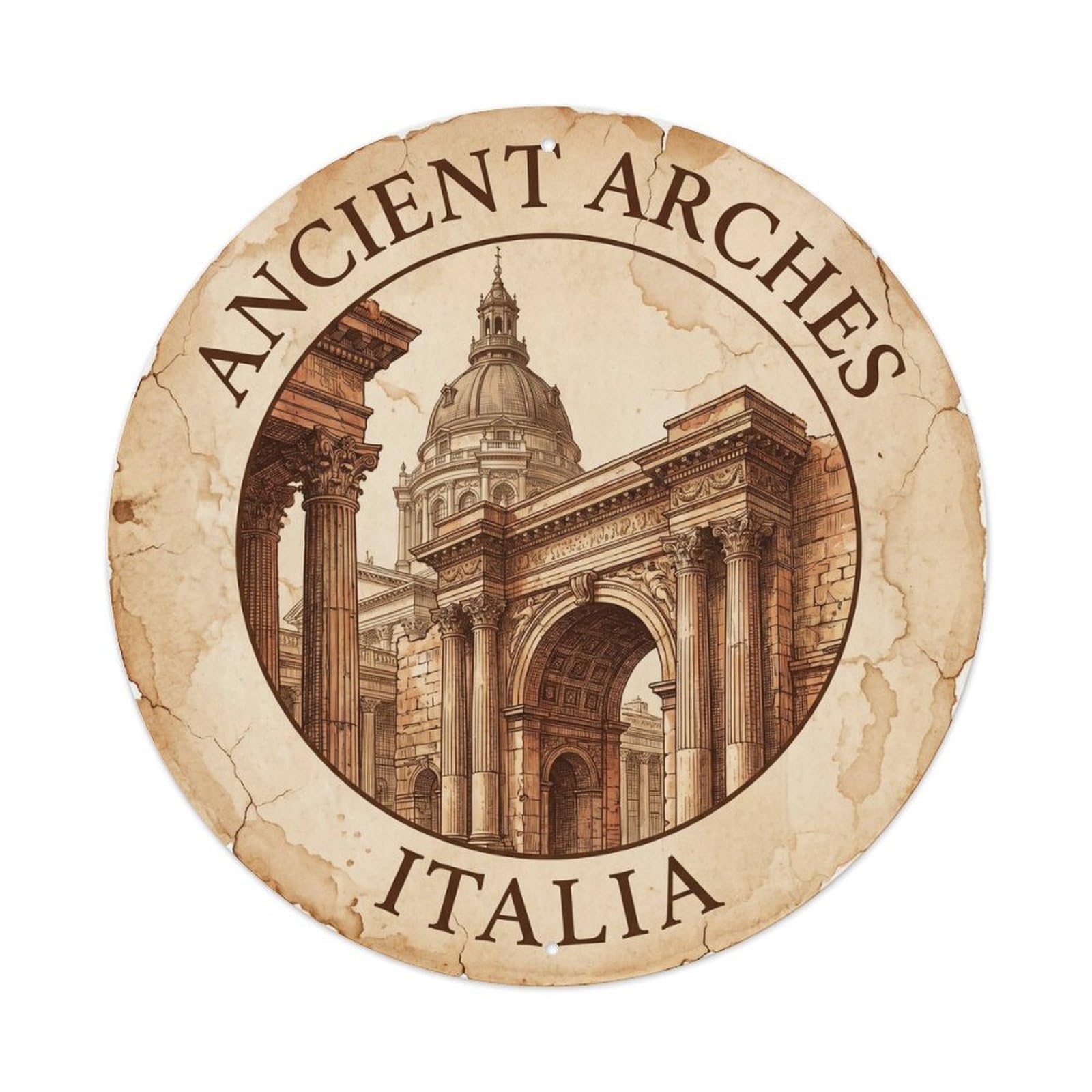 Vintage Travel Arches Italia Wanderlust Metal Tin Sign