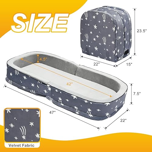 Miniatura 2 de Lvimilio - Cama de viaje portátil para niños pequeños, cama plegable para el hogar, viajes con colchones de espuma, cuna para niños de 1 a 4 años,