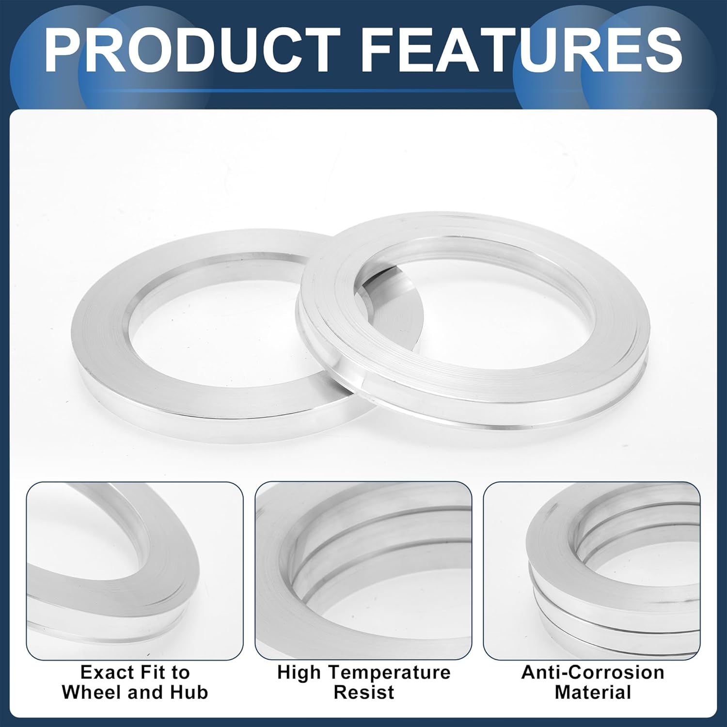 Car Wheel Hub Centric Rings OD 106.1mm to ID 74.1mm Wheels Center Shaft Shock Absorbing Hubrings Aluminum Alloy Silver Tone Durable
