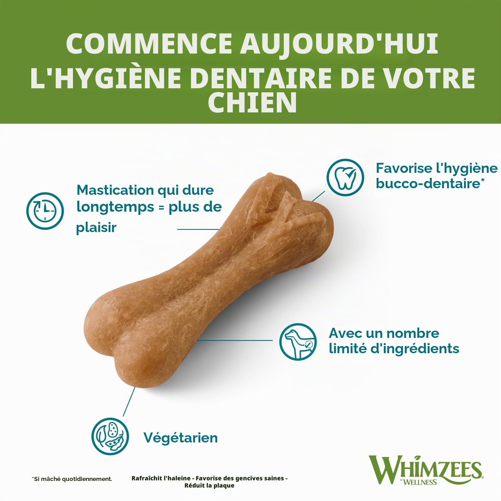 WHIMZEES by Wellness, Os de Riz à Mâcher pour Chien de Moyenne et Grande Taille, Friandises Naturelles pour l'Hygiène Bucco-Dentaire, Taille M/L, Boîte de 20 Pièces (Lot de 2)
