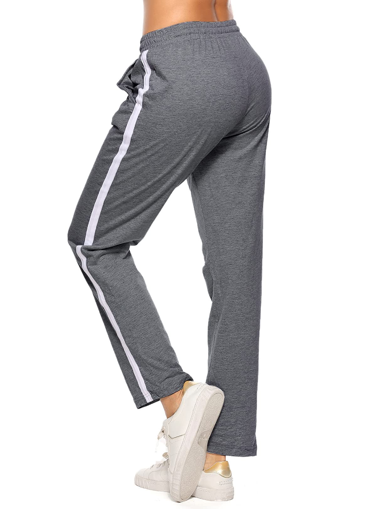 Pantaloni Sportivi Donna in Cotone con Tasche e Coulisse, Pantaloni Jogger Donna Elasticizzati per Allenamento Jogging Fitness