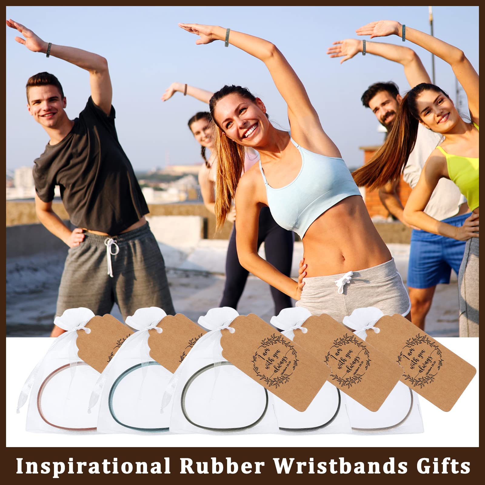 180 Pcs Religious Gifts 60 Bible Verses Bracelets 60 Kraft Tag 60 Gift Bags Religious Silicone Wristbands Inspirational Wristbands Christian Gifts for Church Favors Students Teens Women Men