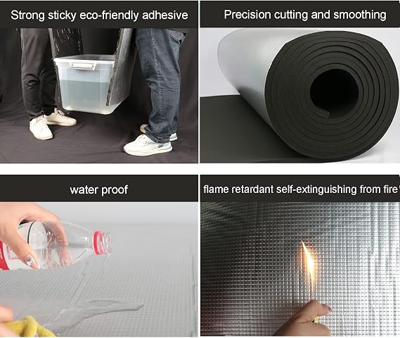 Reflective Foam Insulation Shield,Heat Reflecting Insulation Roll,Foam Core Radiant Barrier,Thermal Foil Insulation Panel,for Weatherproofing,Condensation,Sound,30mm(thk),1 * 1M(1m2)