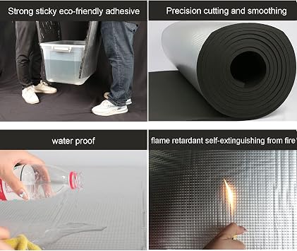Reflective Foam Insulation Shield,Heat Reflecting Insulation Roll,Foam Core Radiant Barrier,Thermal Foil Insulation Panel,for Weatherproofing,Condensation,Sound,30mm(thk),1 * 1M(1m2)