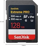 SanDisk 128GB Extreme PRO SDXC UHS-II Carte mémoire - Jusqu'à 300MB/s Vitesses de lecture et d'écriture, V90, 8K, 4K UHD, SD Carte - SDSDXDM-128G-GN4IN | Jusqu'à 300MB par S lire et écrire C10/u3, Captures 8k/4k vidéo, modèle Sdsdxdm-128g-Gn4in