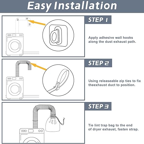 Miniatura 6 de Flamorrow Paquete de 2 bolsas de pelusa para ventilación de secadora, trampas de pelusa para rejillas de ventilación de secadora de interiores y