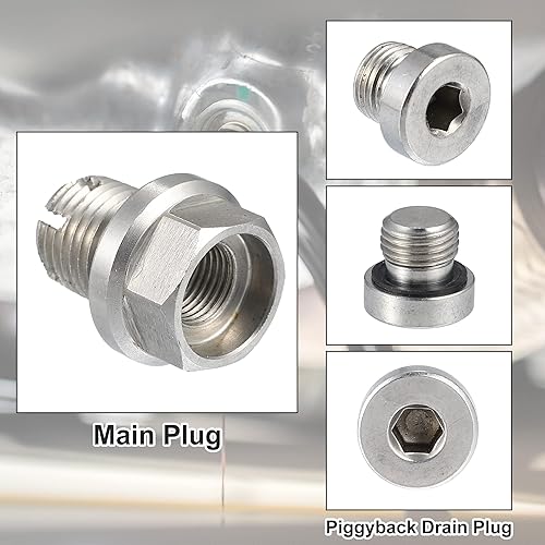 Miniatura 4 de X AUTOHAUX Juego de 1 tapón de drenaje de aceite M14.1-0.059 x 0.591in de gran tamaño, de acero inoxidable, autorroscante, kit de reparación de
