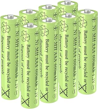 Rechargeable Solar Light Batteries AAA NiMh 600mAh 1.2V for Outdoor Garden Lights 8 Pack