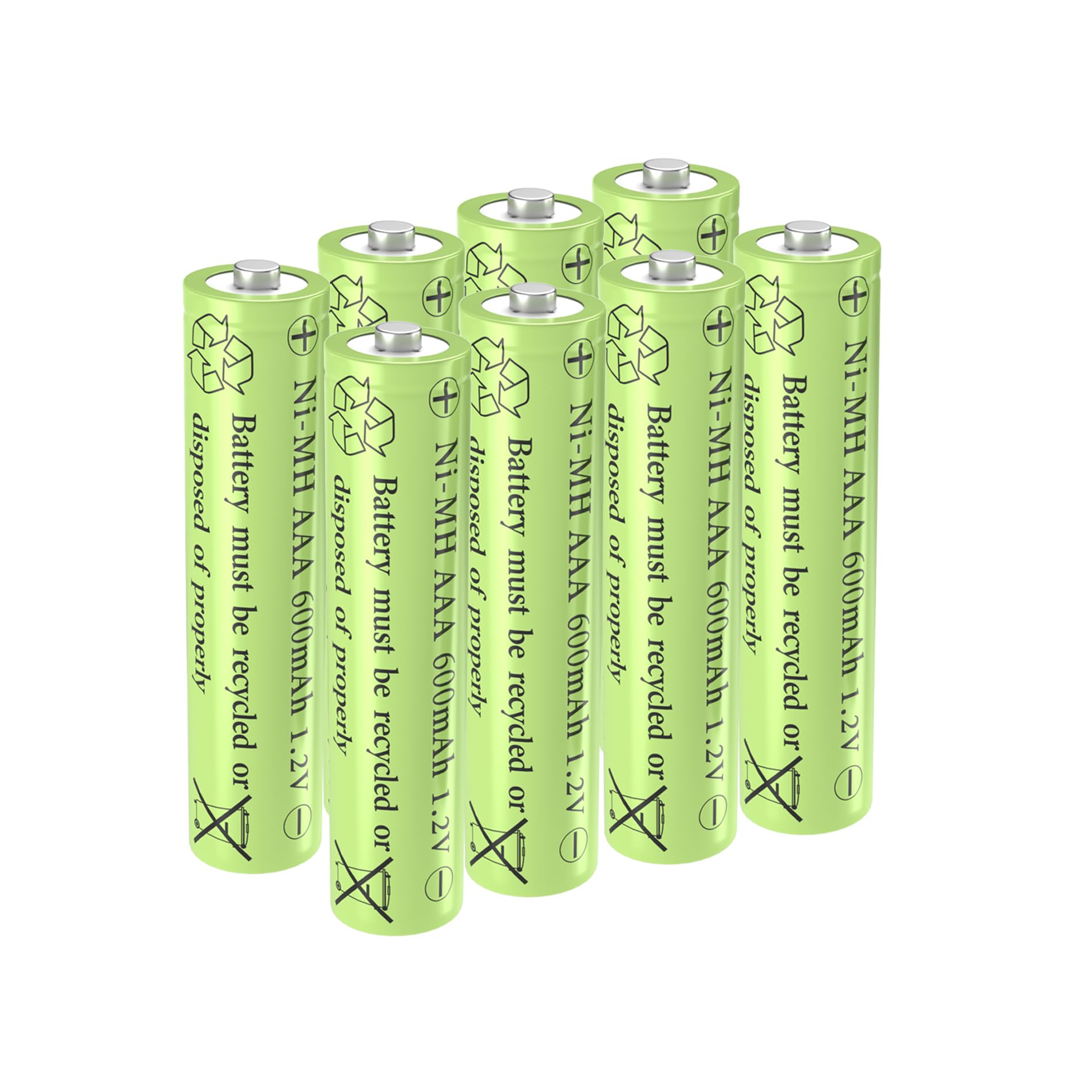 GSUIVEER Rechargeable Solar Light Batteries AAA NiMh 600mAh 1.2V for Outdoor Garden Lights (8 Pack)
