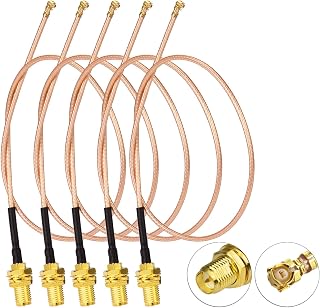 Yuslao RP-SMA Antenna Coax Pigtail Cable 30cm 12inch RP-SMA Female RG178 WiFi Antenna Adapter Coaxial Jumper (5-Pack) for WiFi Router Wireless Mini PCI Express PCIE Network Card