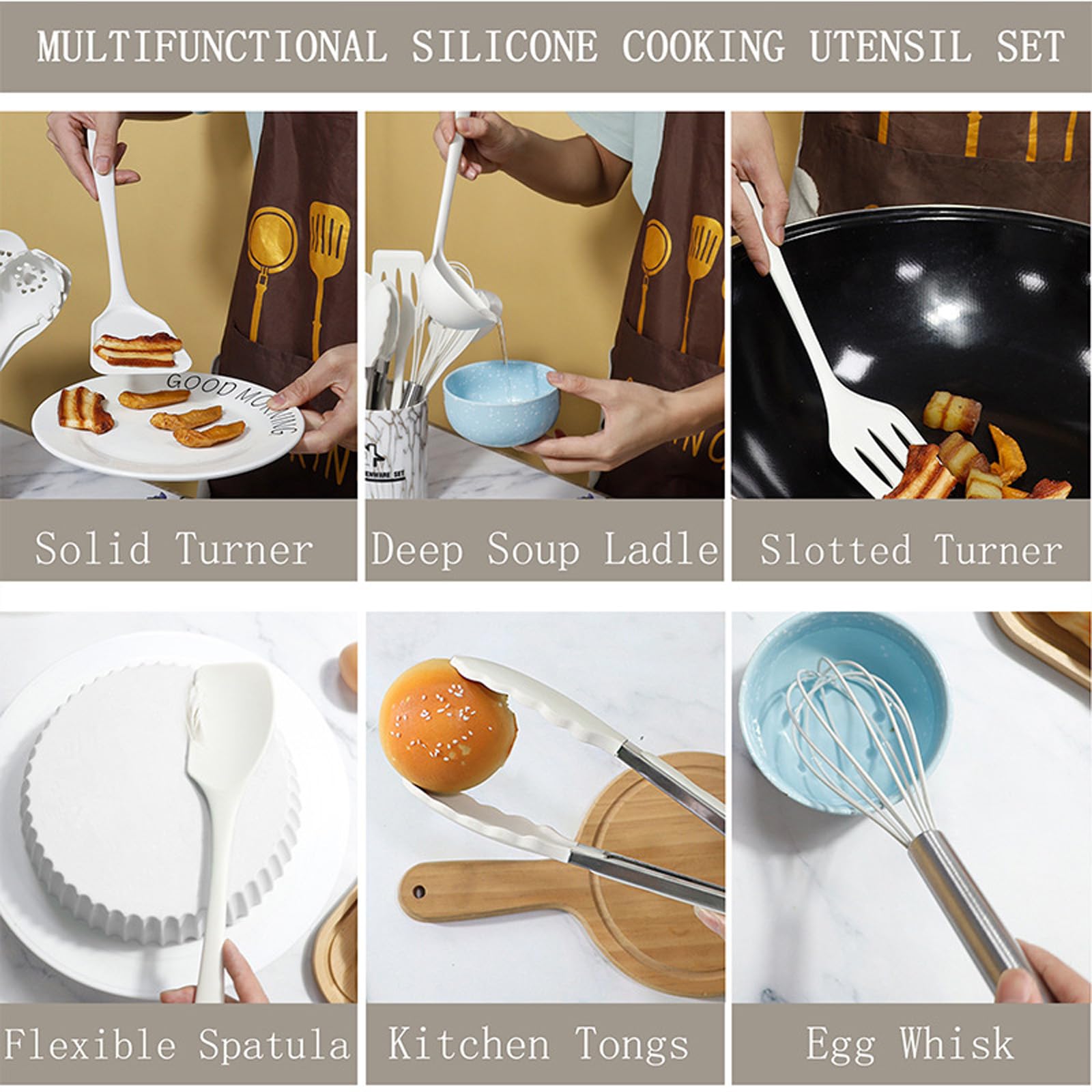 43 Stück Küchenhelfer Set,Silikon Kochutensilien Kochbesteck Set,Hitzebeständiger Kochgeschirr mit Utensilienhalter,Antihaft Kochset Küchenutensilien,Spülmaschinenfest (Schwarz)
