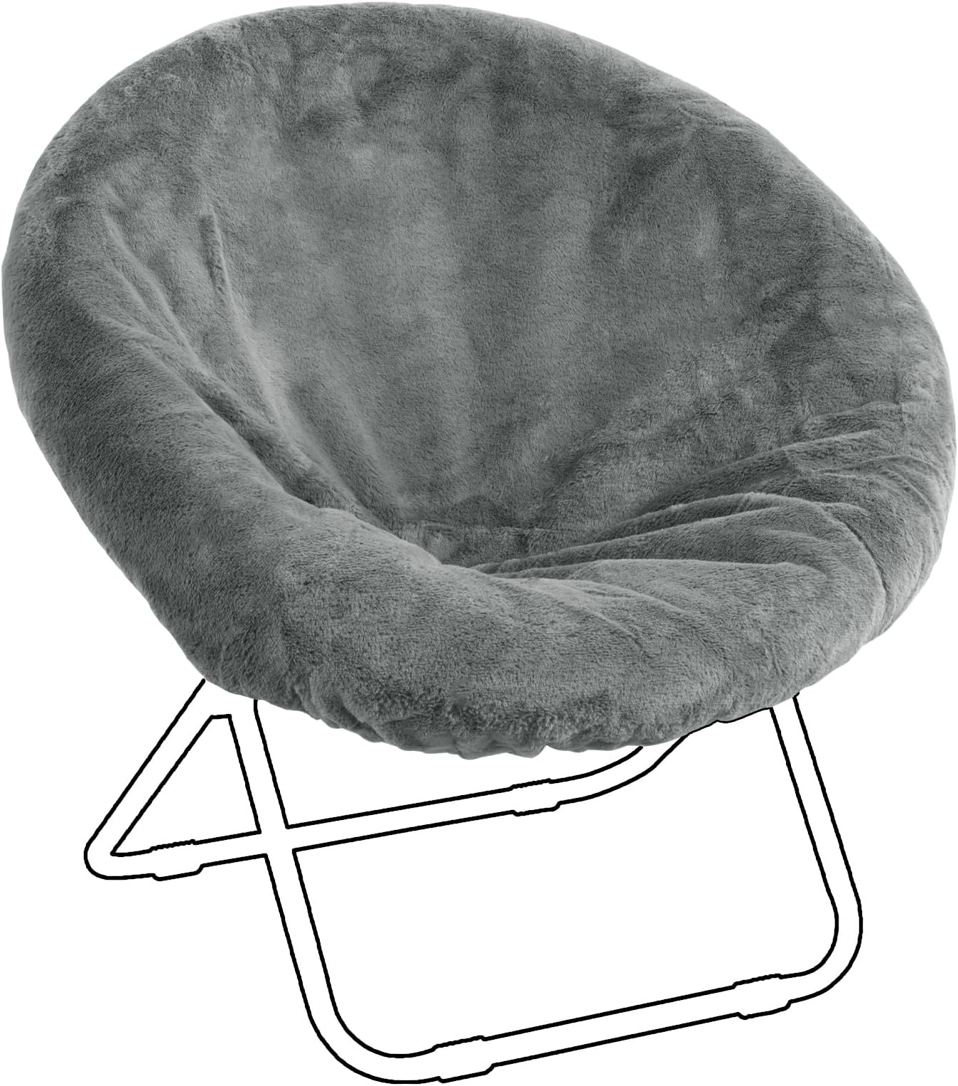 HOMBYS Faux Fur Cover for Saucer Chair, Removable Round Moon Chair Slipcover, Ultra Soft and Waterproof Chair Cover for Saucer Chairs Size Between 28-30 in x 29-32 in