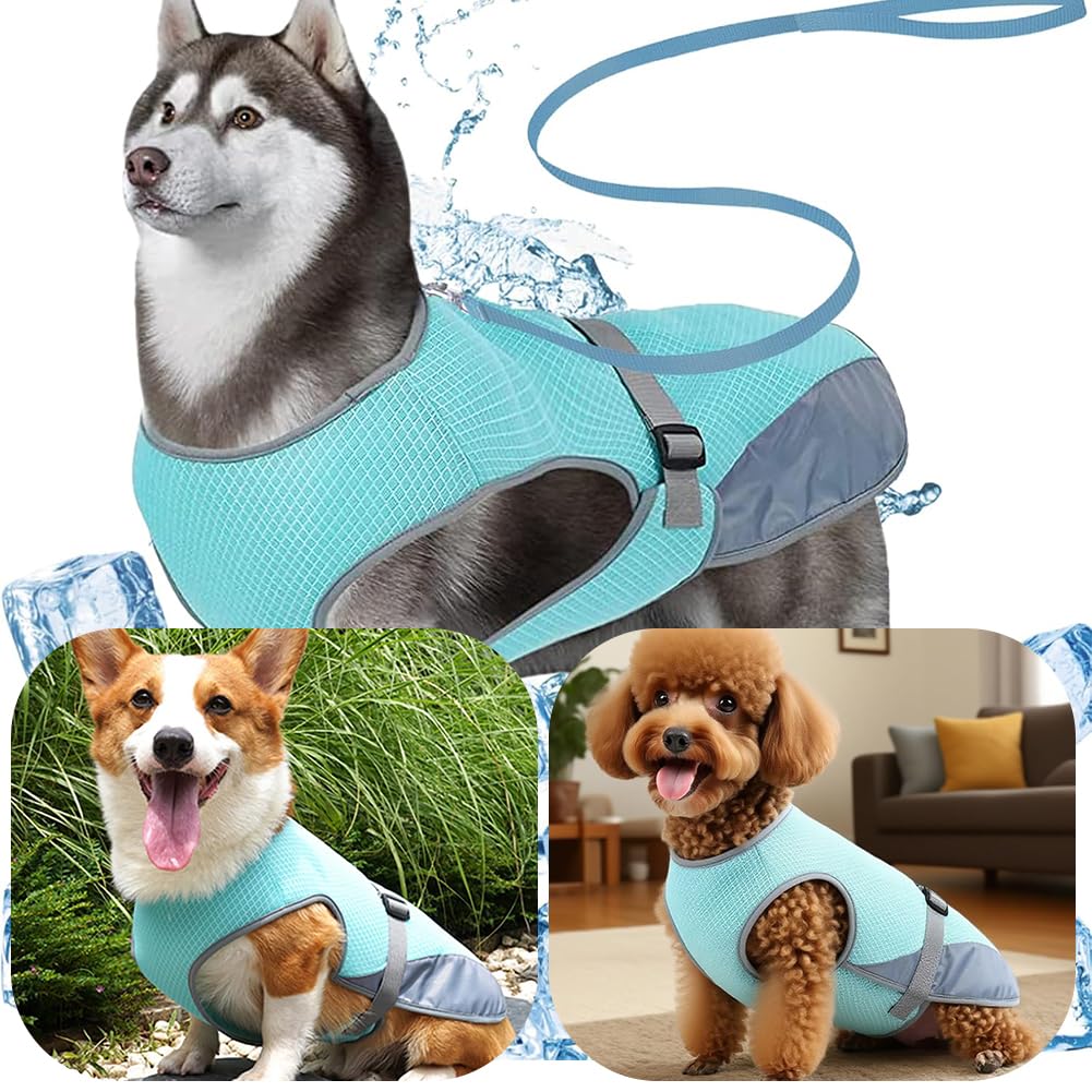 Gilet Rinfrescante per Cani,Giubbotto di Raffreddamento per Cani,Pettorina Rinfrescante Cane per Passeggiate,Protezione Solare UV Efficace Cappotto Rinfrescante Cane (L)