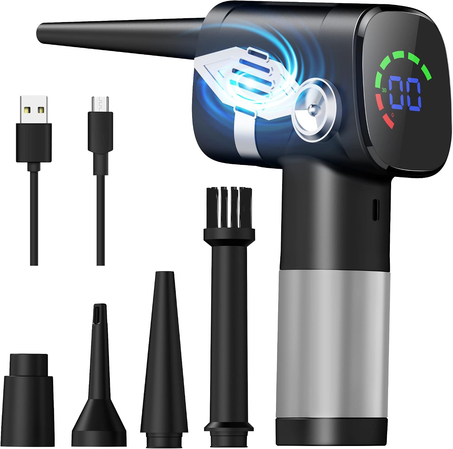 Compressed Air Duster, Electric Air Duster, 6000mAh Rechargeable Cordless Air Blower for Computer Keyboard Electronics Cleaning, 41000 RPM-Stepless Speed Motor, Replaces Compressed Air Cans