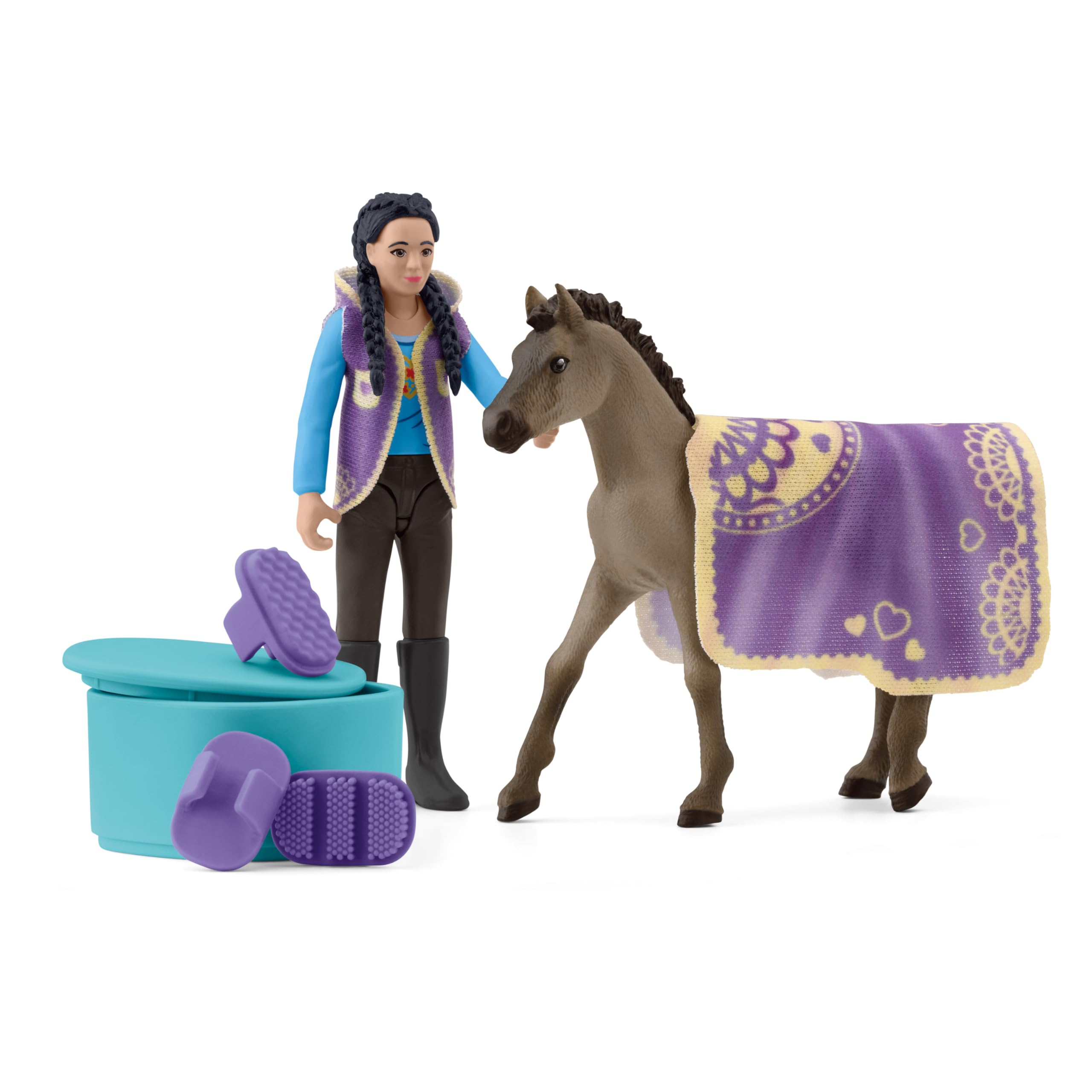 Schleich Horse Club Beauty Set including Kim 11 Piece Pocket Set for Girls and Boys Ages 4+, Multicolor