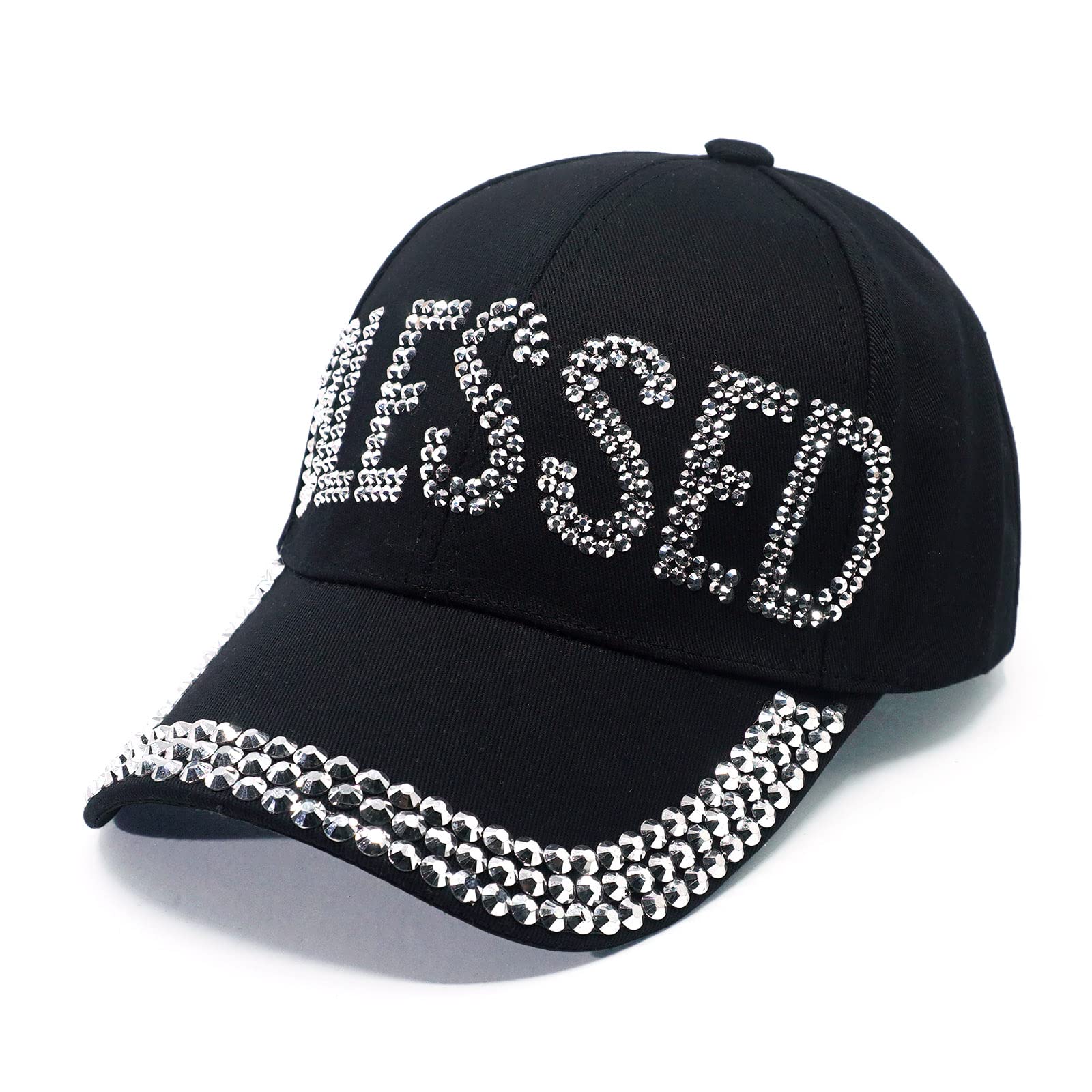 Bling Baseball Cap for Women with Full Diamond Design Adjustable Ladies Baseball Travel Cap (B-3)