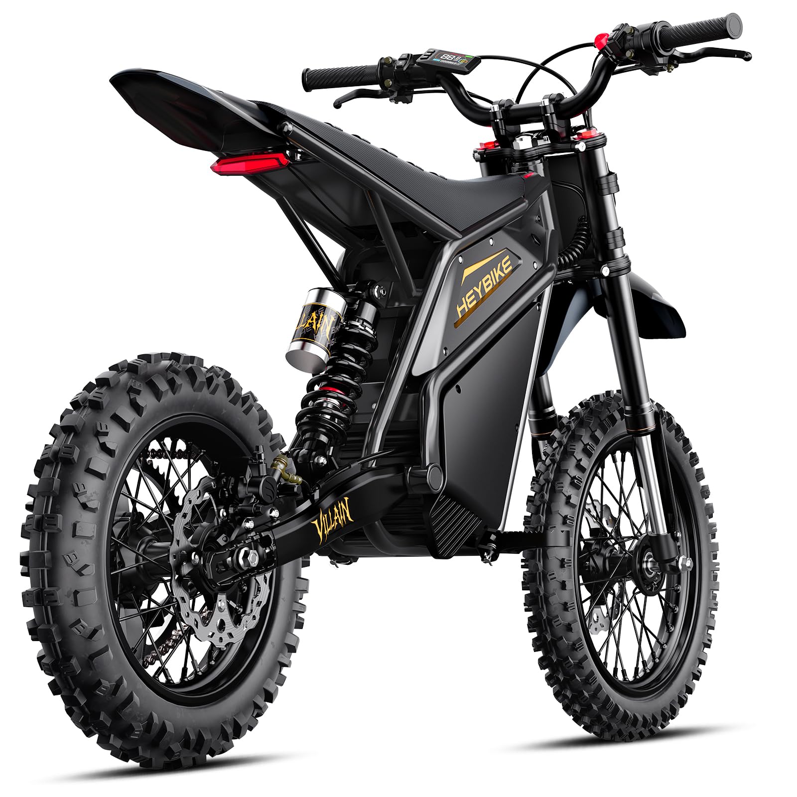 Heybike Villain 14"/12" Dirt Bike Motorcycle, Jet Black Bike
