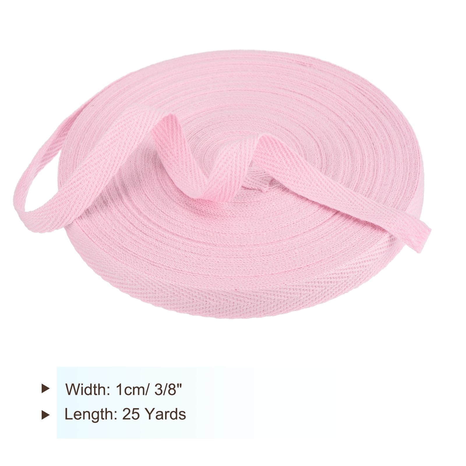 PATIKIL Cotton Twill Tape 3/8 Inch 25 Yards Cotton Ribbon Bias Binding Tape Herringbone Webbing Trim for Sewing Gift Wrapping Craft DIY Light Pastel Pink - Image 2