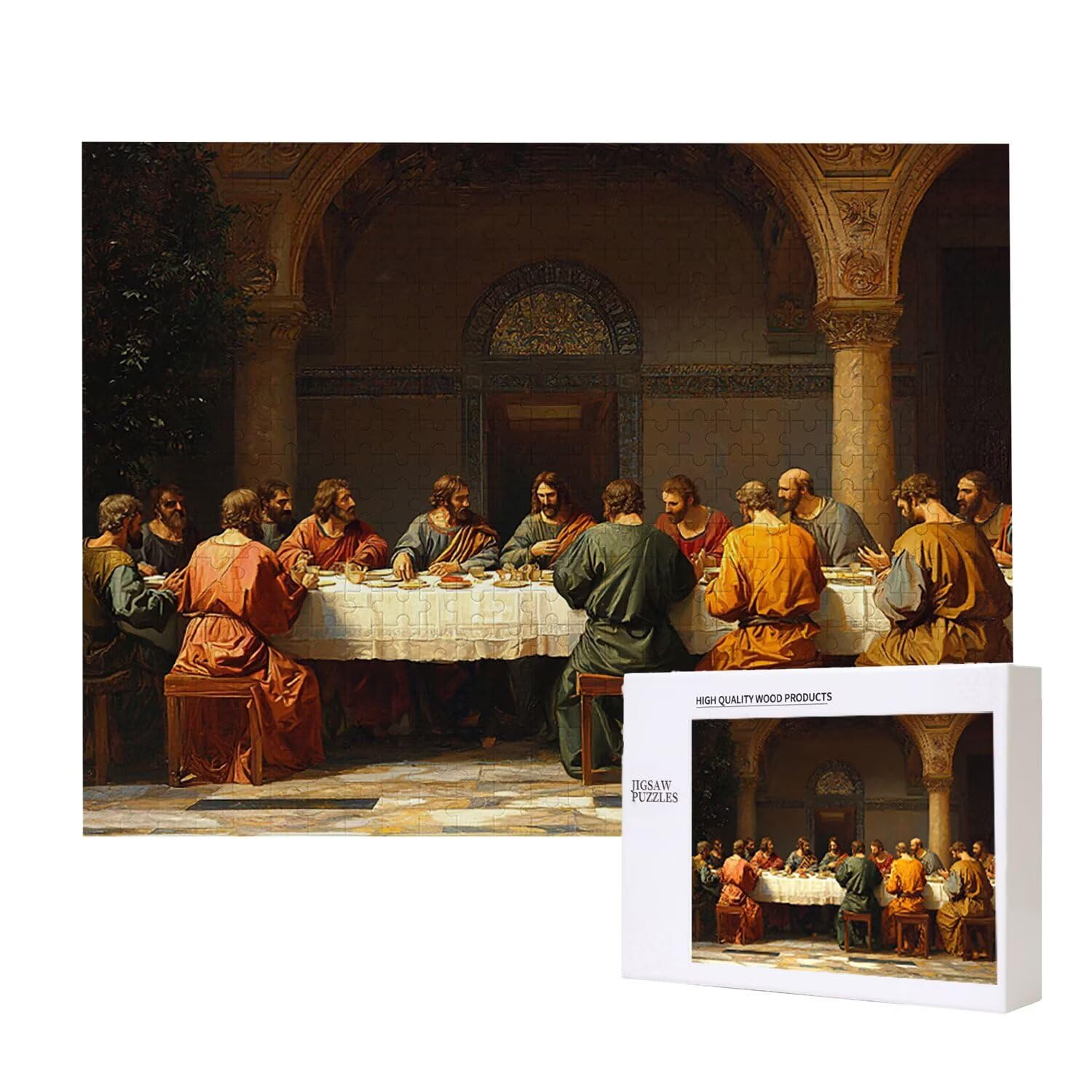 Drewniane puzzle dla dorosłych 3000 sztuk | Ostatnia Wieczerza | Zabawki edukacyjne | Puzzle dla dorosłych i dekoracje rodzinne | Rozmiar 122x80 cm | Prezent dla dorosłych | Prezenty świąteczne