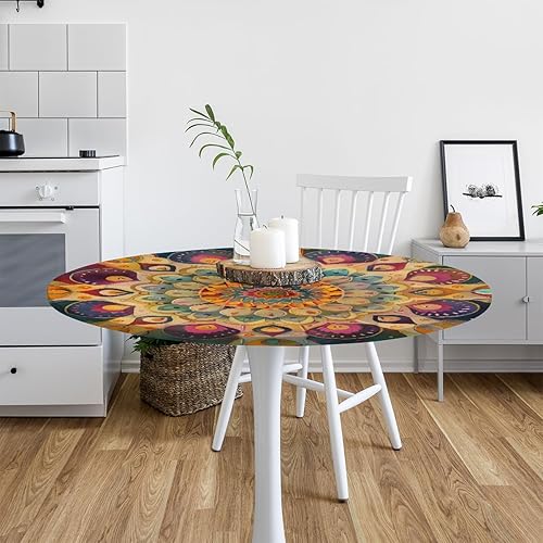Vista 63 de Cardinal Bird - Mantel redondo ajustable con borde elástico de 36 a 42 pulgadas, mantel redondo elástico, impermeable, lavable, mantel circular