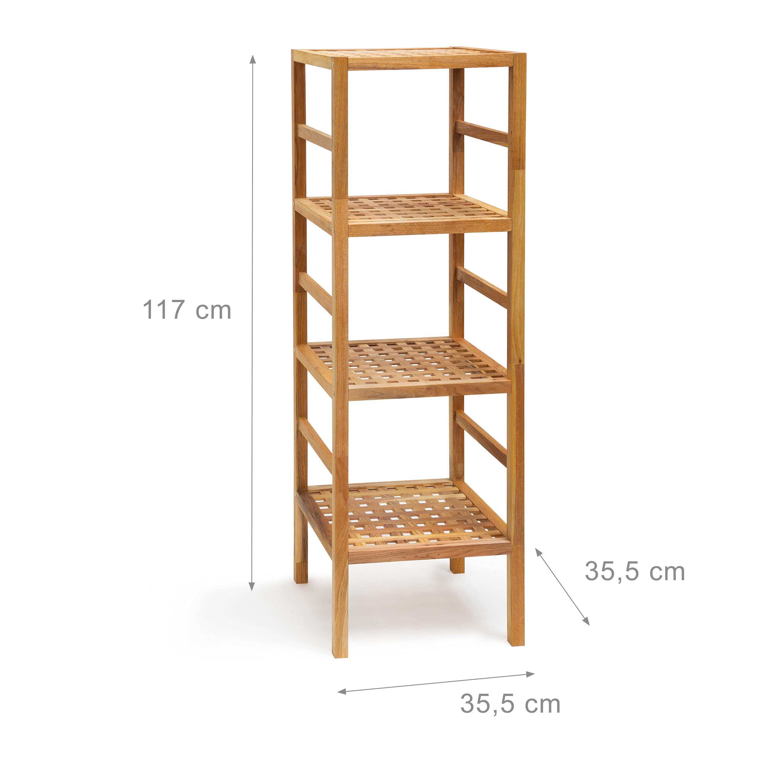 Relaxdays Estante para baño 3 dif. Medidas, Medidas: 85/117/150 x 35.5 x 35.5 cm, 3.3 Kg, 4 baldas, Color Natural