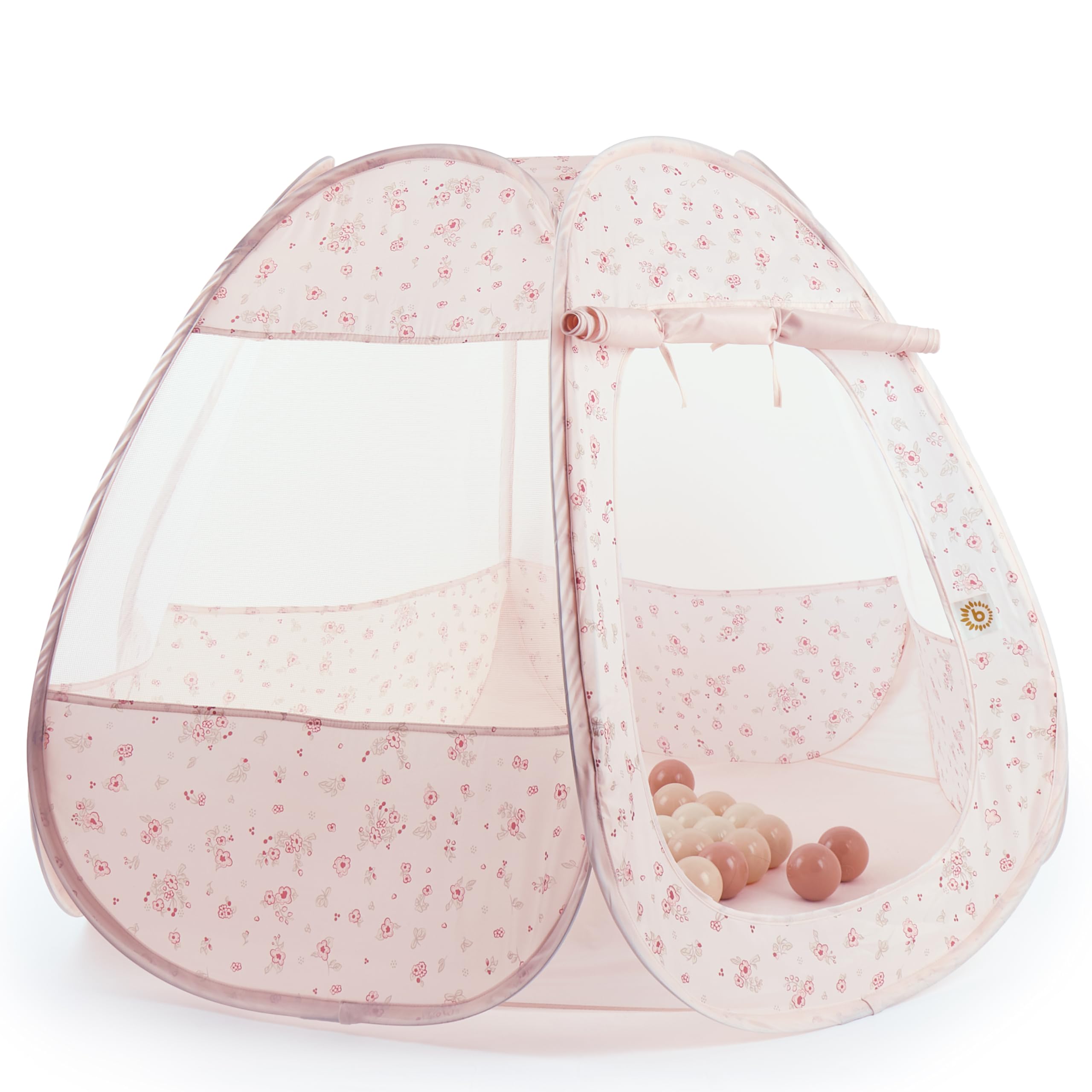 Bieco Namiot dziecięcy i basen z piłkami Pop up Dreamy Flowers z 50 piłkami | Namiot księżniczki dla dzieci | Namiot do zabawy dla dziewczynek
