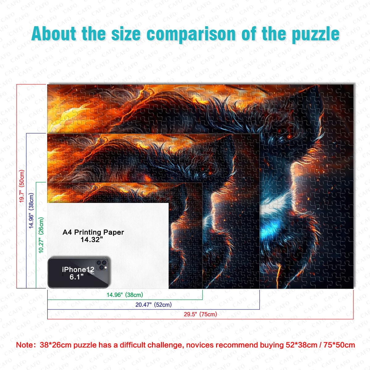 Puzzle pour Adultes 2000 pièces Border Collie Fire pour Puzzle Gifts est idéal comme Cadeau pour Toute la Famille 27,56 po x 39,37 po