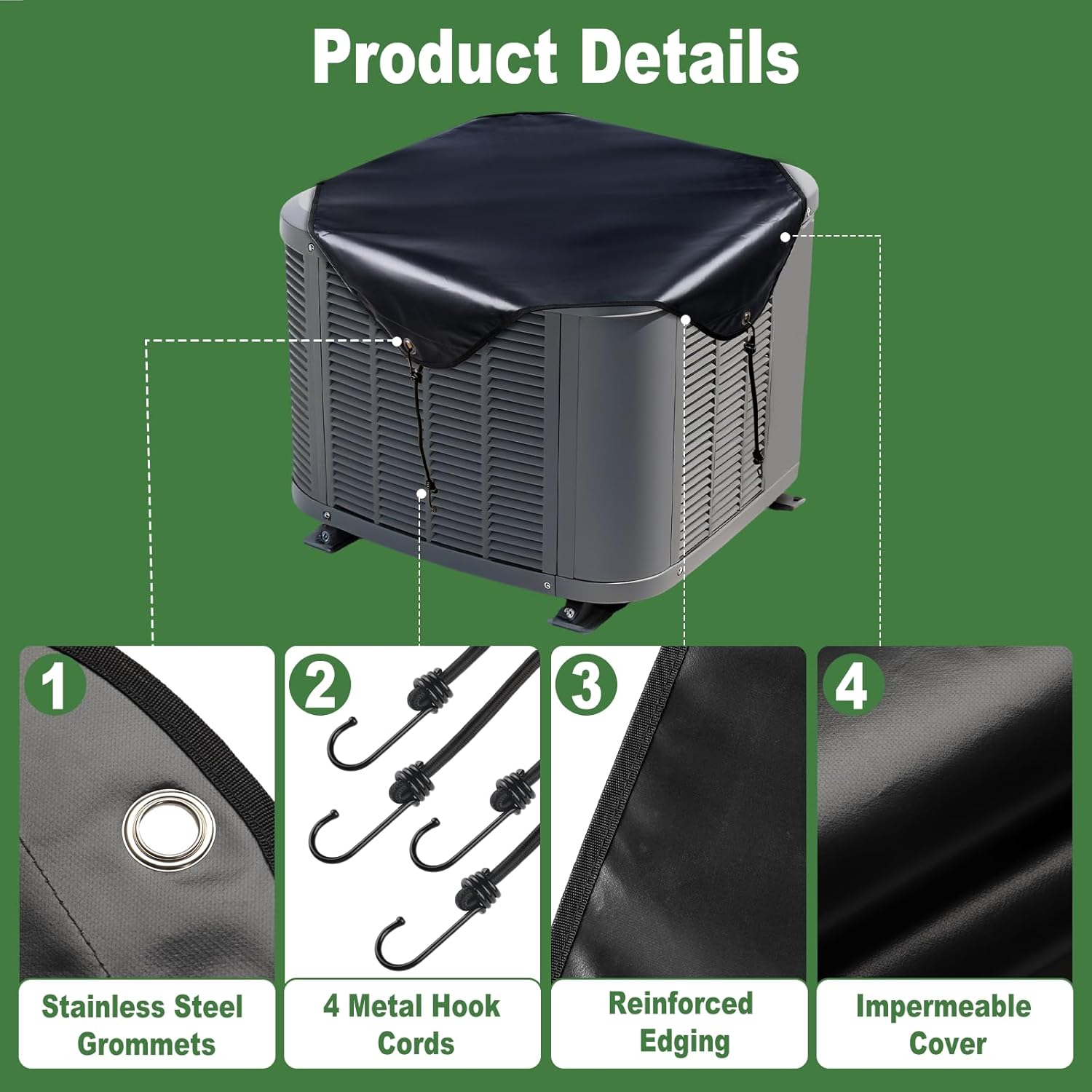 Winter Central Air Conditioner Waterproof Covers for Outside Unit, Universal Top Defender, Fits Most Central AC Units, Protects Condenser Compressor (Black Imper Meable, 28'' x 28'')