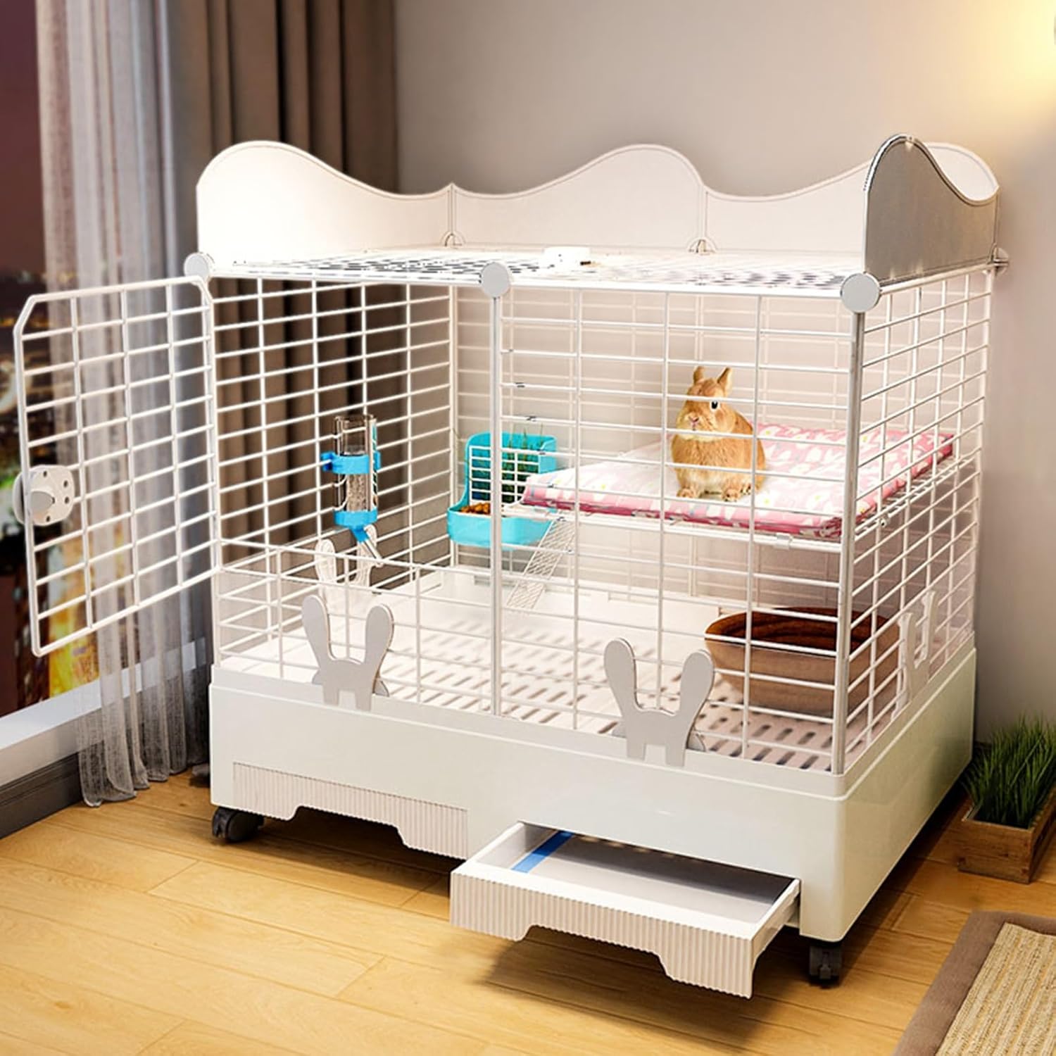 Kaninchenstall für den Innenbereich mit Sockel, großer Kaninchenkäfig mit Rädern, DIY-Kleintierkäfig, Meerschweinchenkäfig mit herausnehmbarem Tablett (4 Farben) (Weiß, A) Kaninchenstall für den Innenbereich mit Sockel, großer Kaninchenkäfig mit Rädern, DIY-Kleintierkäfig, Meerschweinchenkäfig mit herausnehmbarem Tablett (4 Farben) (Weiß, A)
