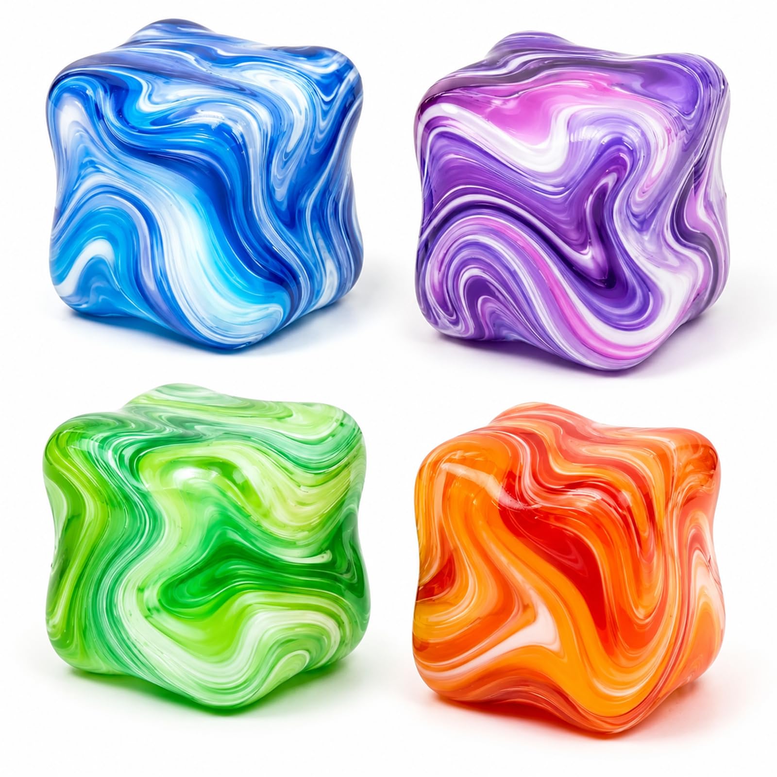 4Pcs Squishy Set, Portable Ice Cube Fidget Cube, Soft Squishy Sensory Cubes for Daily Use