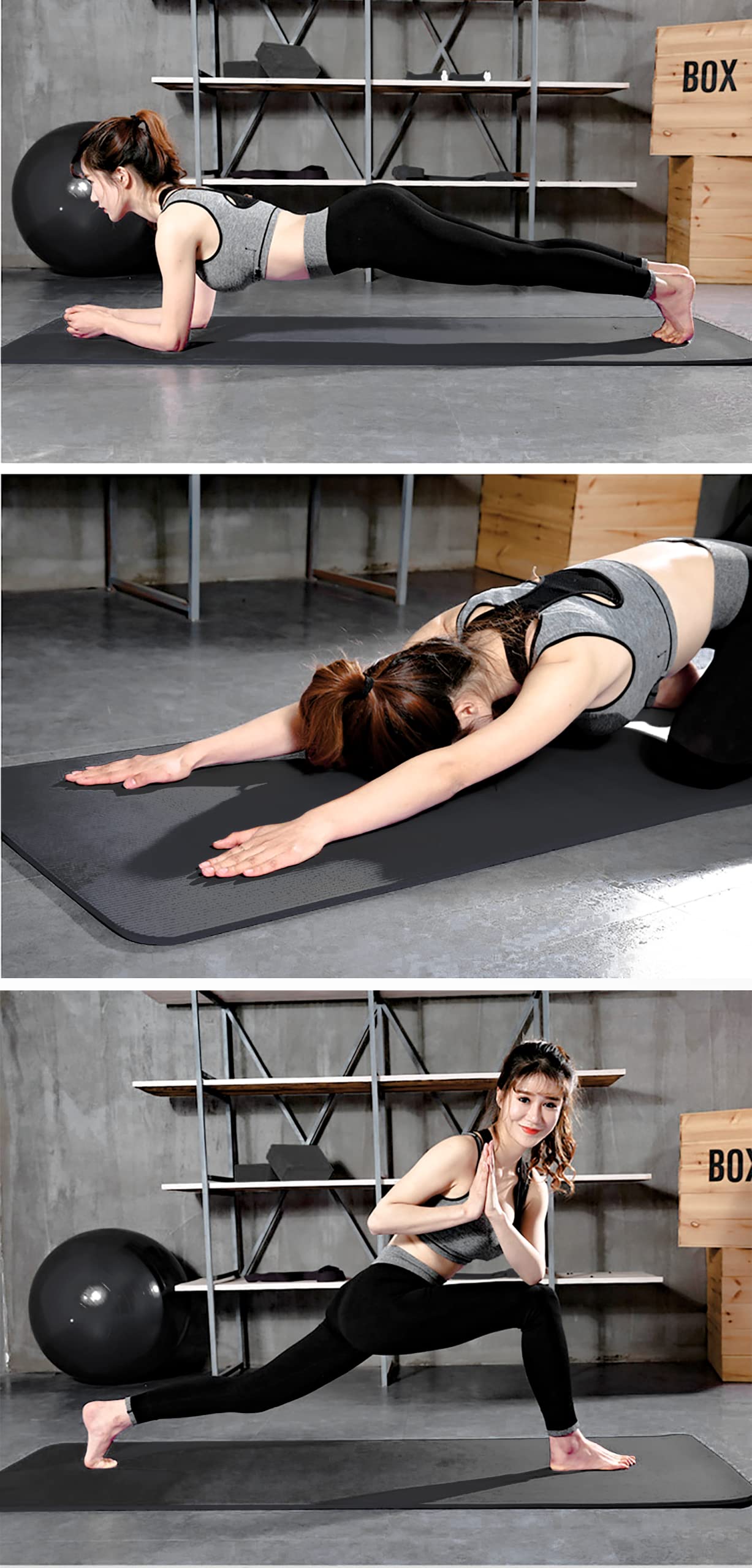 Esterilla Deporte Yoga Pilates Fitness Colchoneta Gimnasia Antideslizante,alfombras yoga NBR Alta Densidad Gruesa 8mm Diseñada para Pilates y Entrenamiento.(8MM-NEGRO)