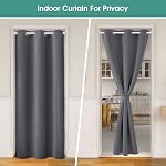 HOMEIDEAS Grey Doorway Curtains Privacy, Grommet Closet Curtain for Bedroom, 80 Inches Length Solid Blackout Door Cover Curtains, Tie Back Insulated Window Curtain Drape, 1 Panel