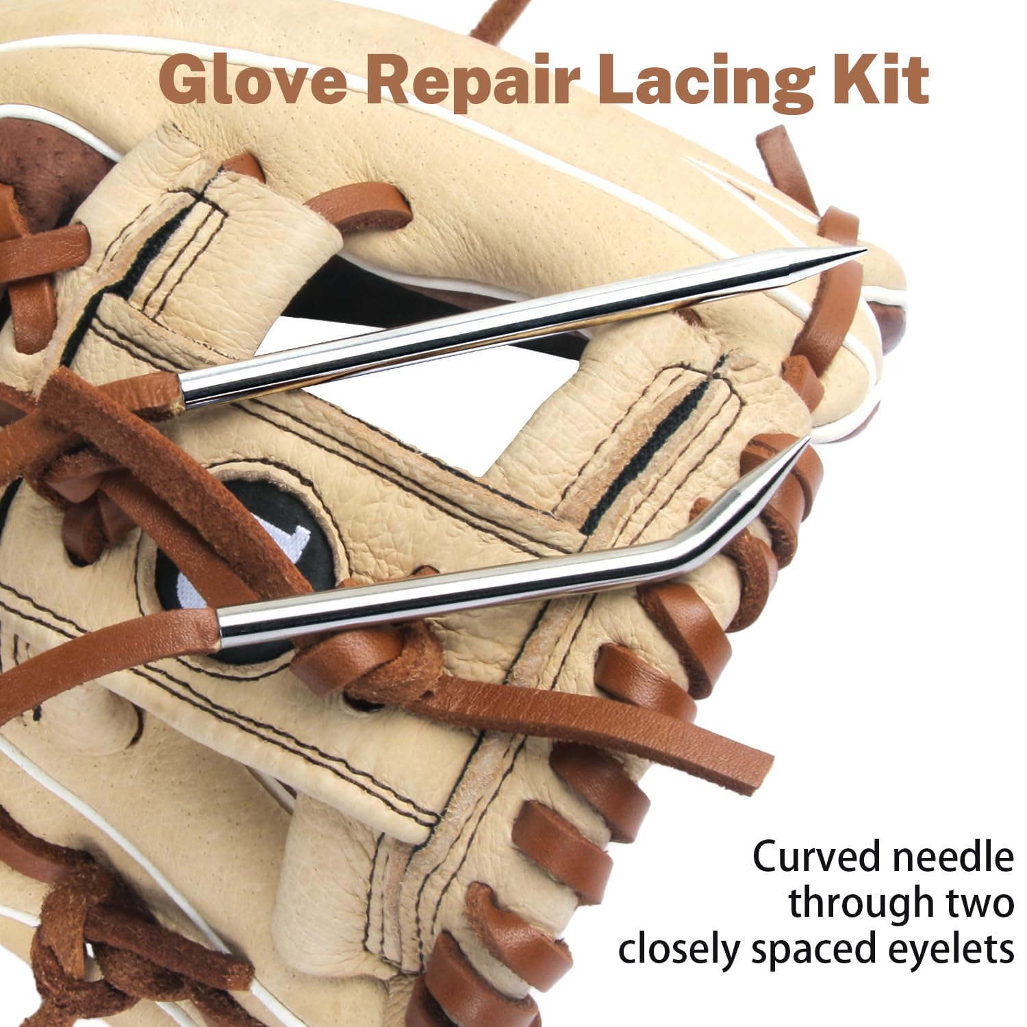 Kit de reparación de guantes de béisbol y sóftbol con cordones de cuero y aguja