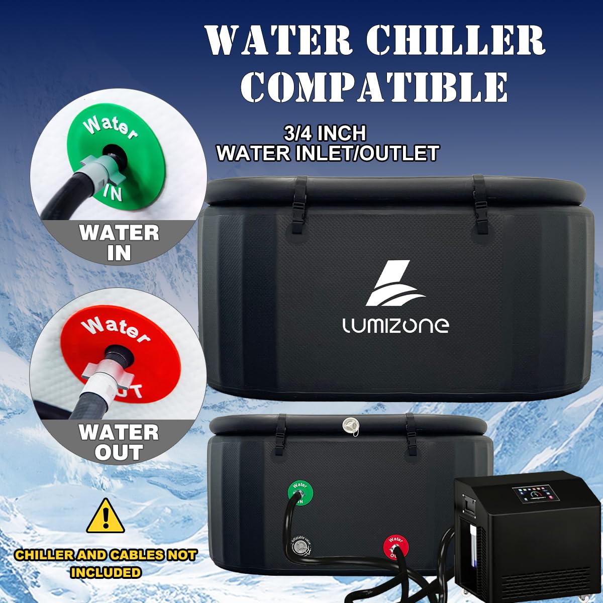 Foto de Lumizone Inflatable Cold Plunge Tub 132 Gallons Capacity Ice Bath Portable Ice Bath Tub Compatible With Water Chillers with Lid Drop Stitch PVC Double Layer Seals Oversized for Athletes (imagen 53)