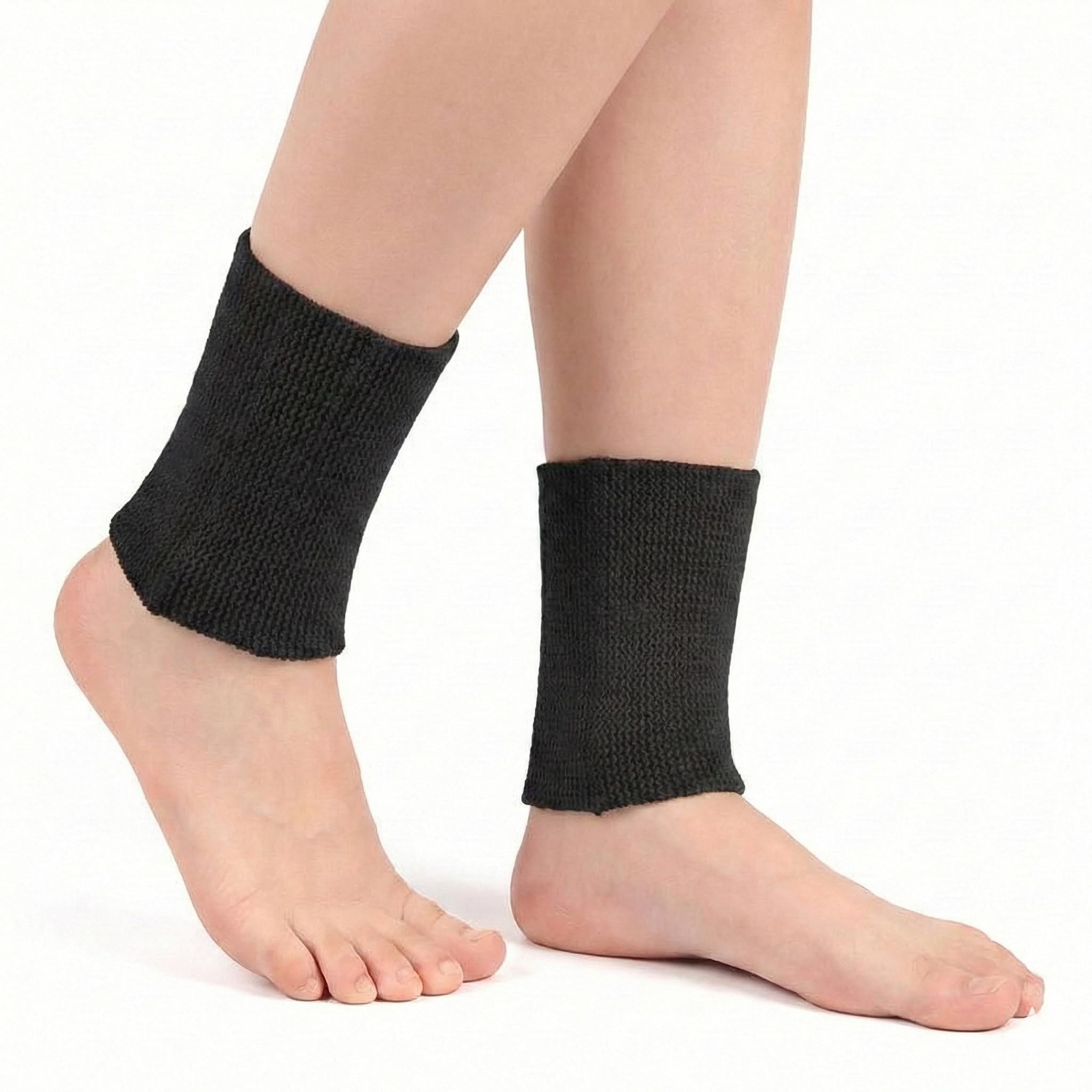 Silicone Gel Ankle cum Wrist Band Protector Sleeve Soft SEBS Gel Guard for Figure Skating, Boot Bite Prevention & Friction Relief Black