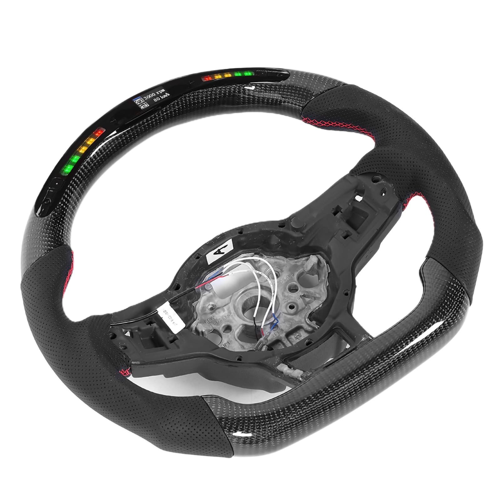 Kierownica LED Performance z Motywem Wyścigowym do Mk7 Mk7.5 R, Wyświetlanie Danych w Czasie Rzeczywistym, Czerwone Szwy, Idealna dla Entuzjastów Wyścigów