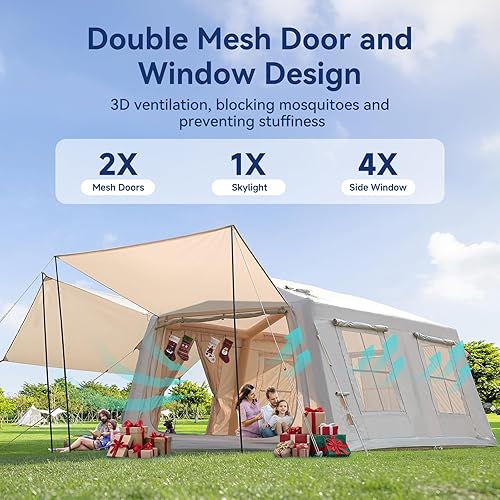 Miniatura 9 de Tiendas inflables inflables para acampar, tienda impermeable Oxford caliente con bomba manual, amplia y fácil instalación inflable tienda de campaña