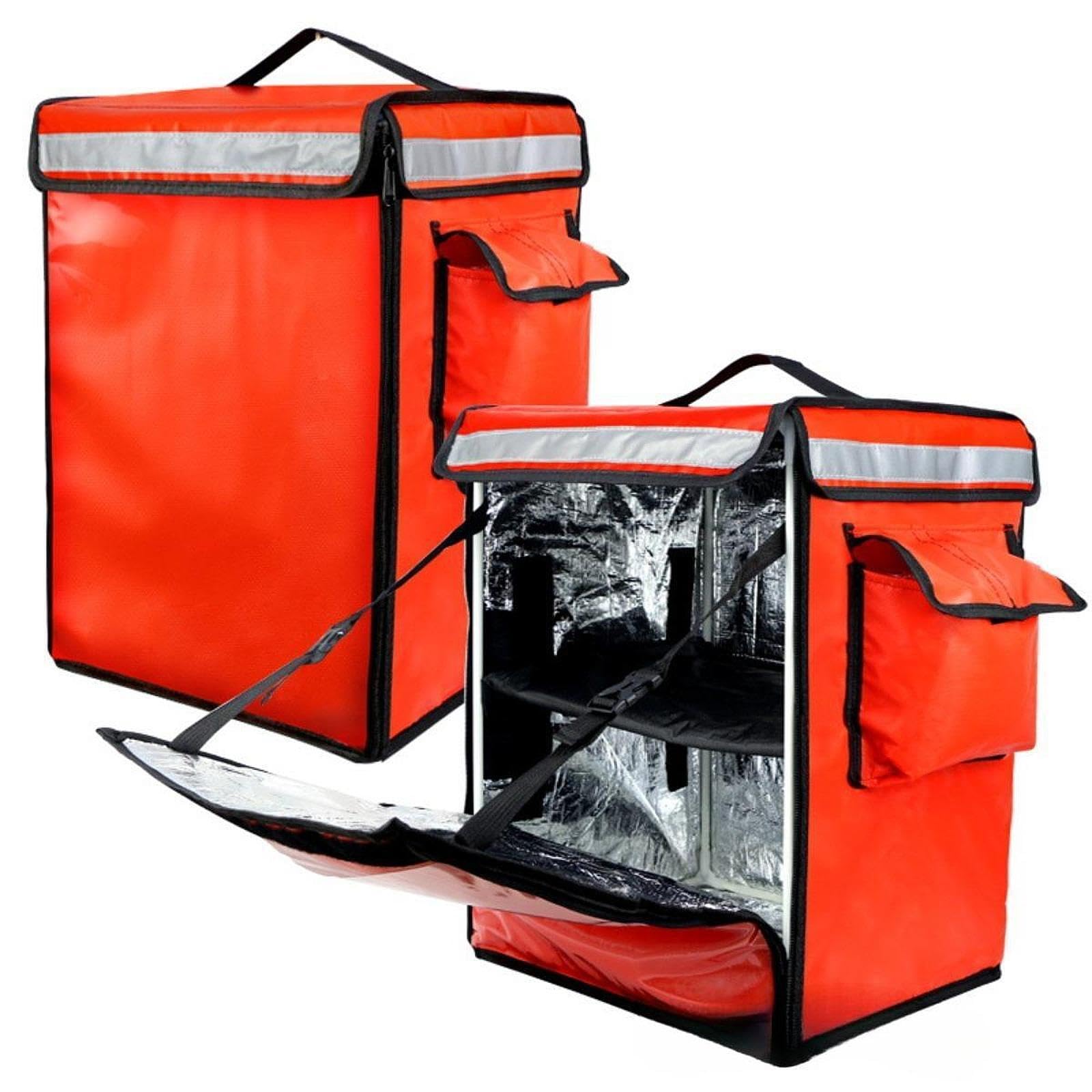Mochila de Reparto Isotérmica, Bolsa Térmica para Alimentos, a Prueba de Fugas con Tira Reflectante, Bolsa de Catering, Bolsa de Aislamiento para Picn, Rojo, Individual