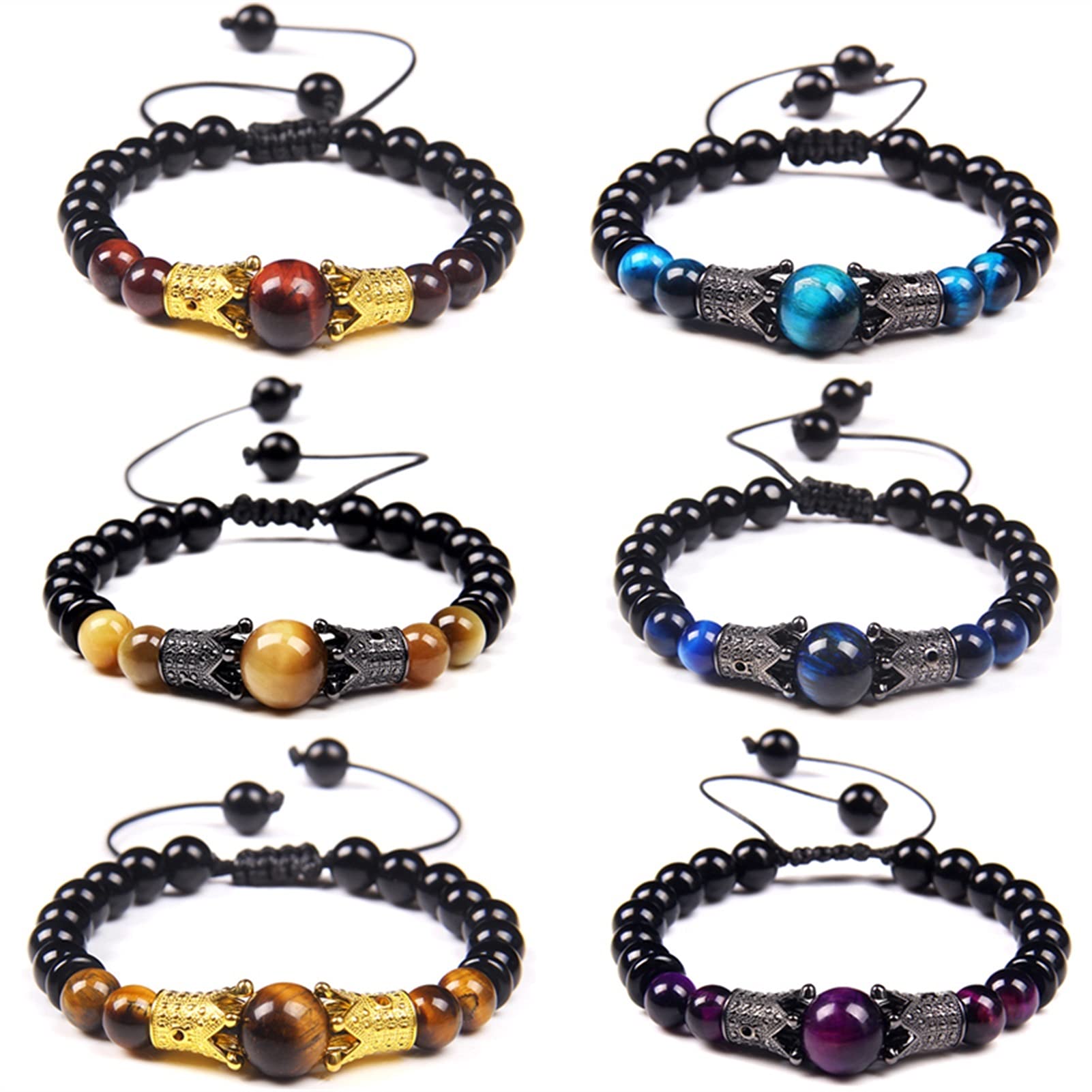 Bransoletka z kamienia naturalnego Biżuteria dla par Buddyzm Bransoletki z tygrysim okiem Ręcznie splot Czarna lina Dostosuj Charms Bangle Mężczyźni Modlitwa Mala Pulsera Bransoletka Biżuteria