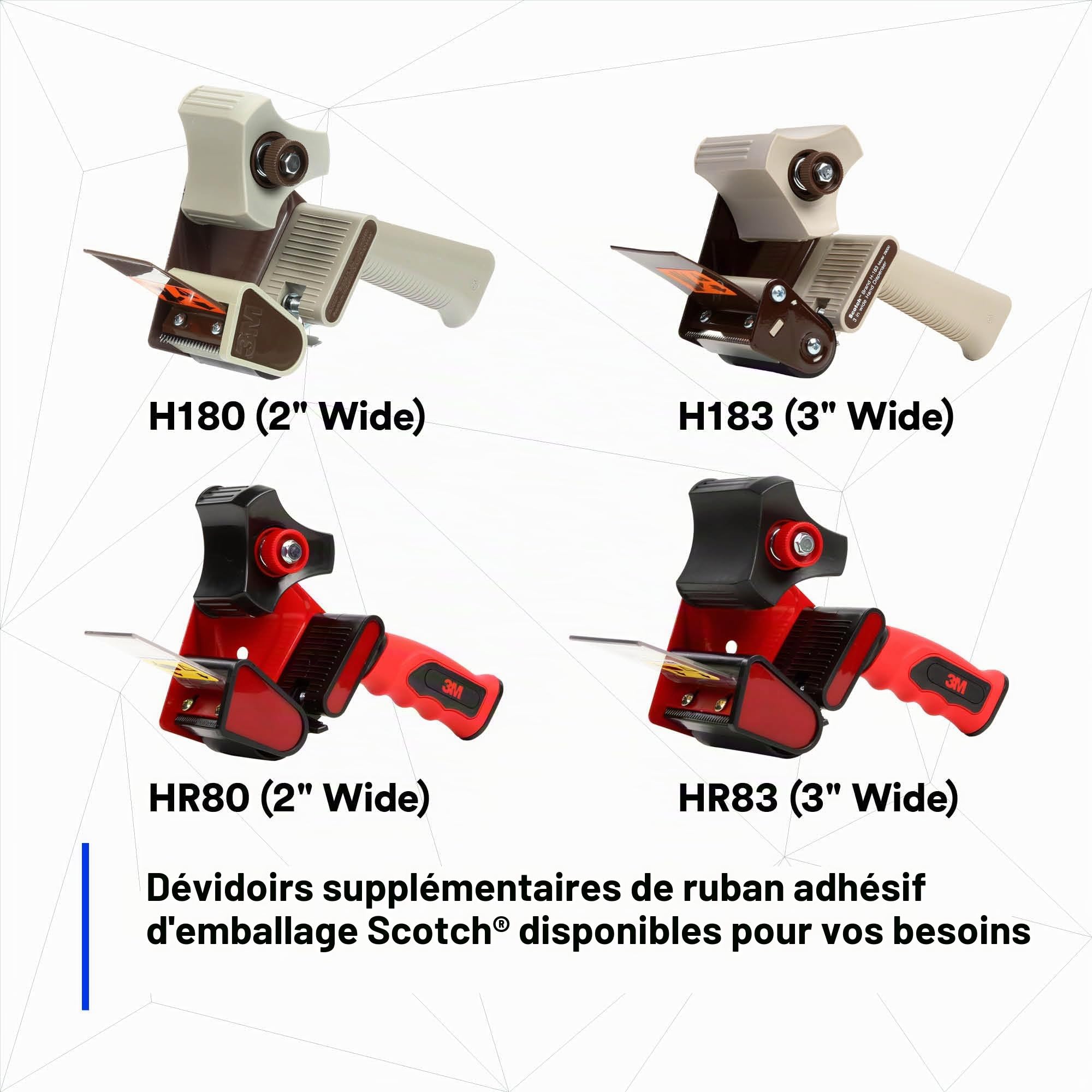 Scotch H183 Dévidoir de ruban adhésif industriel pour ruban adhésif 7,6 cm – Léger et portable pour l'emballage commercial, l'expédition, le déménagement, le carton et le scellage de boîte
