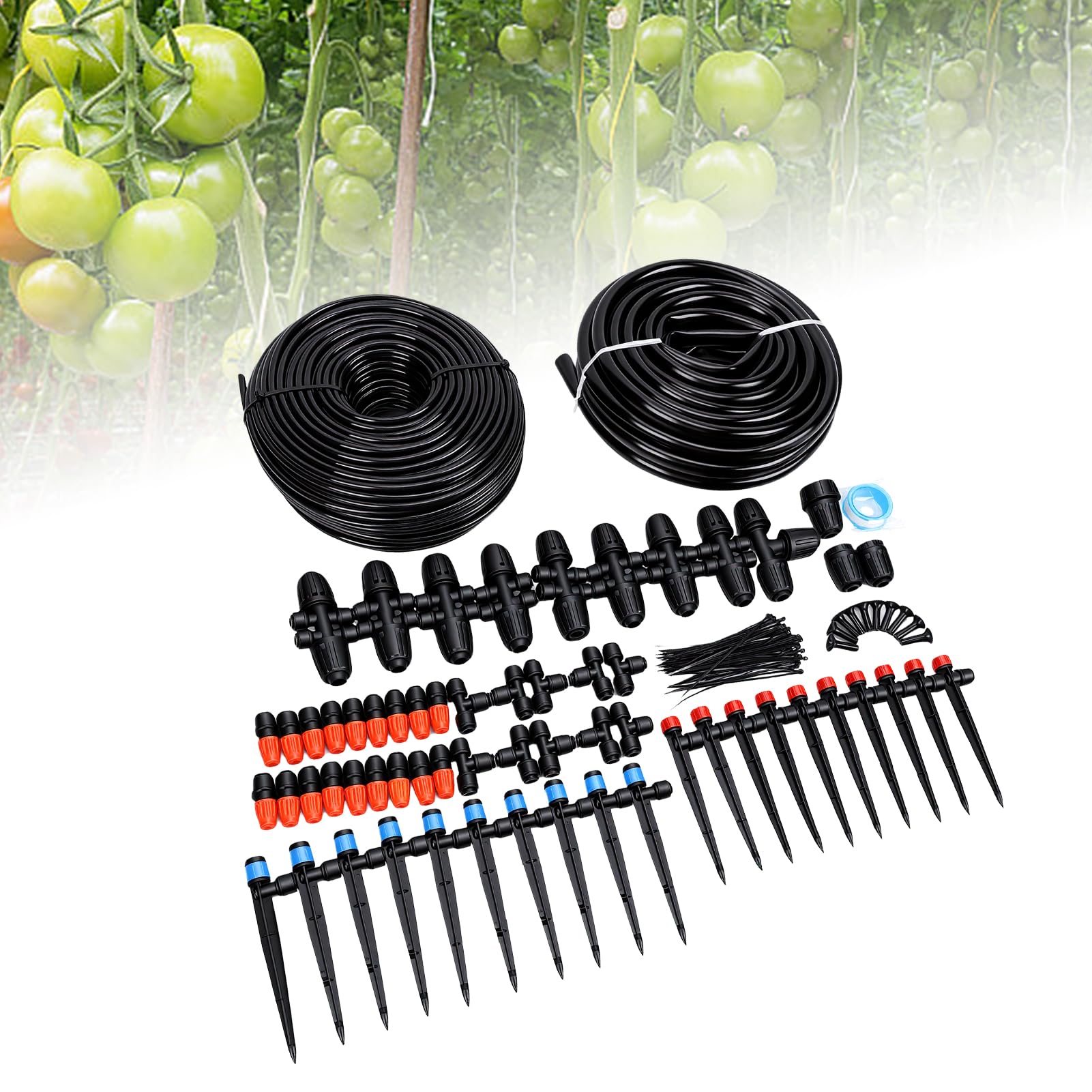 Luocute di Irrigazione a Goccia, Tubo da 1/4 Pollice con Raccordo Rapido per Giardino, Kit per Innaffiare