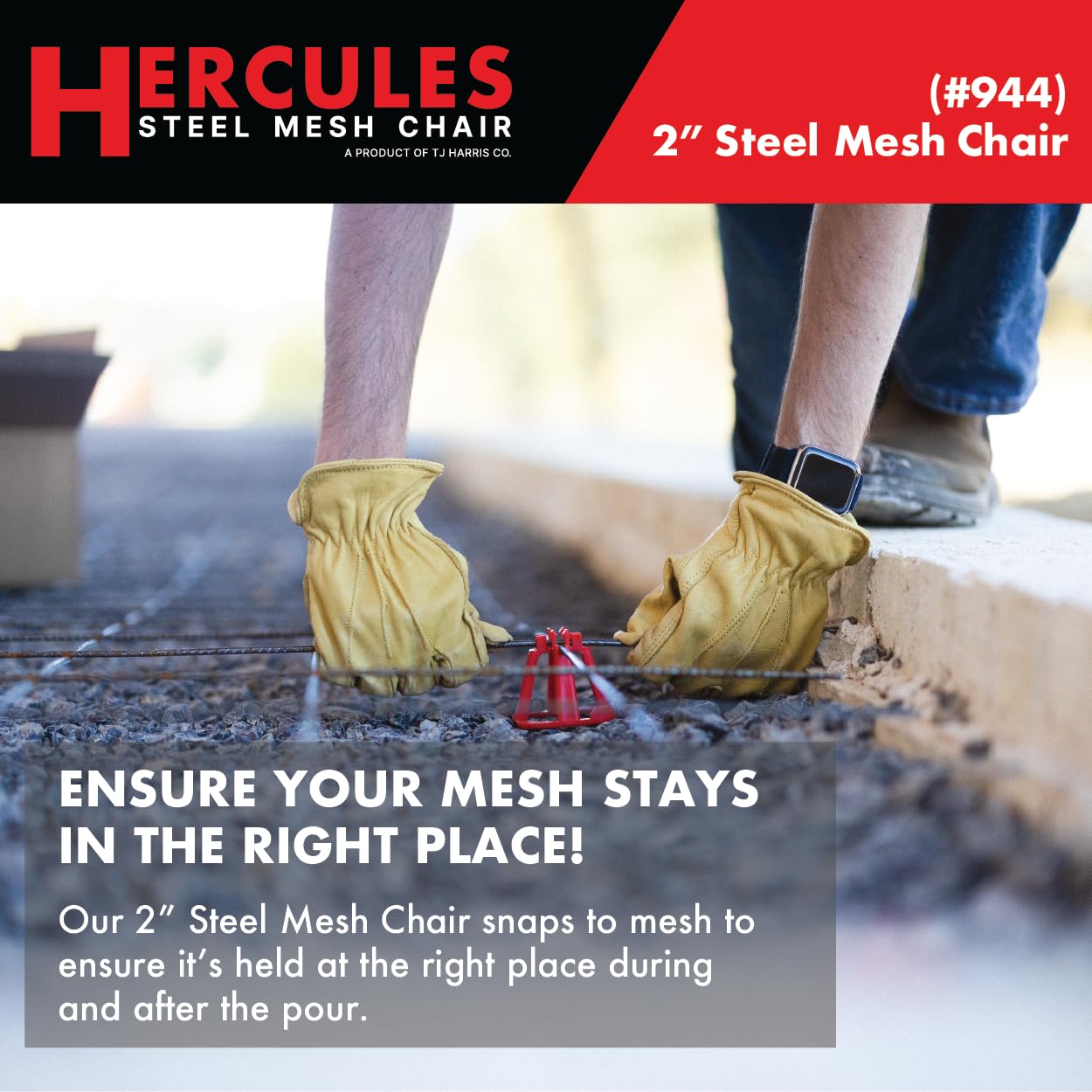 Hercules 2" Steel Mesh Chair - (50 Count) Superior Strength & Quality Concrete Snap Wire Mesh Chair for 6, 8, &10 Ga. Wire (50, 2” Wire/Steel Mesh Chair)