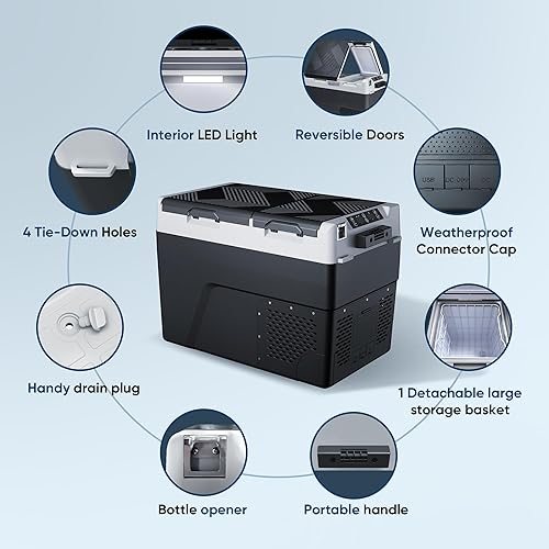 Miniatura 7 de Refrigerador de coche de 12 voltios, refrigerador eléctrico de doble zona de 61 cuartos (58 litros), refrigerador de coche -468, refrigerador