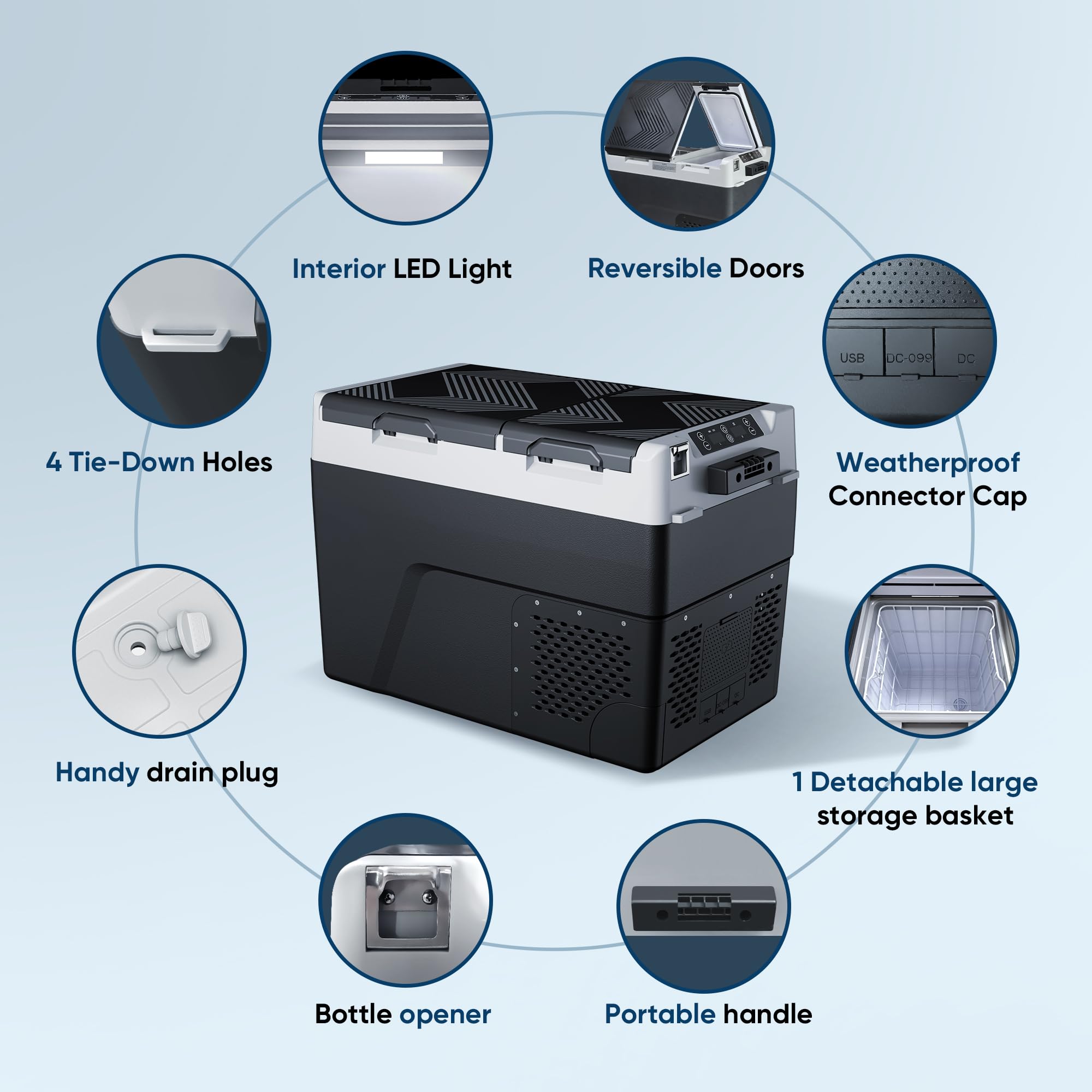 12 Volt Refrigerator Car Fridge - 40QT 38L Dual Zone Electric Cooler Car Refrigerator -4 68 Portable Refrigerator — view 7