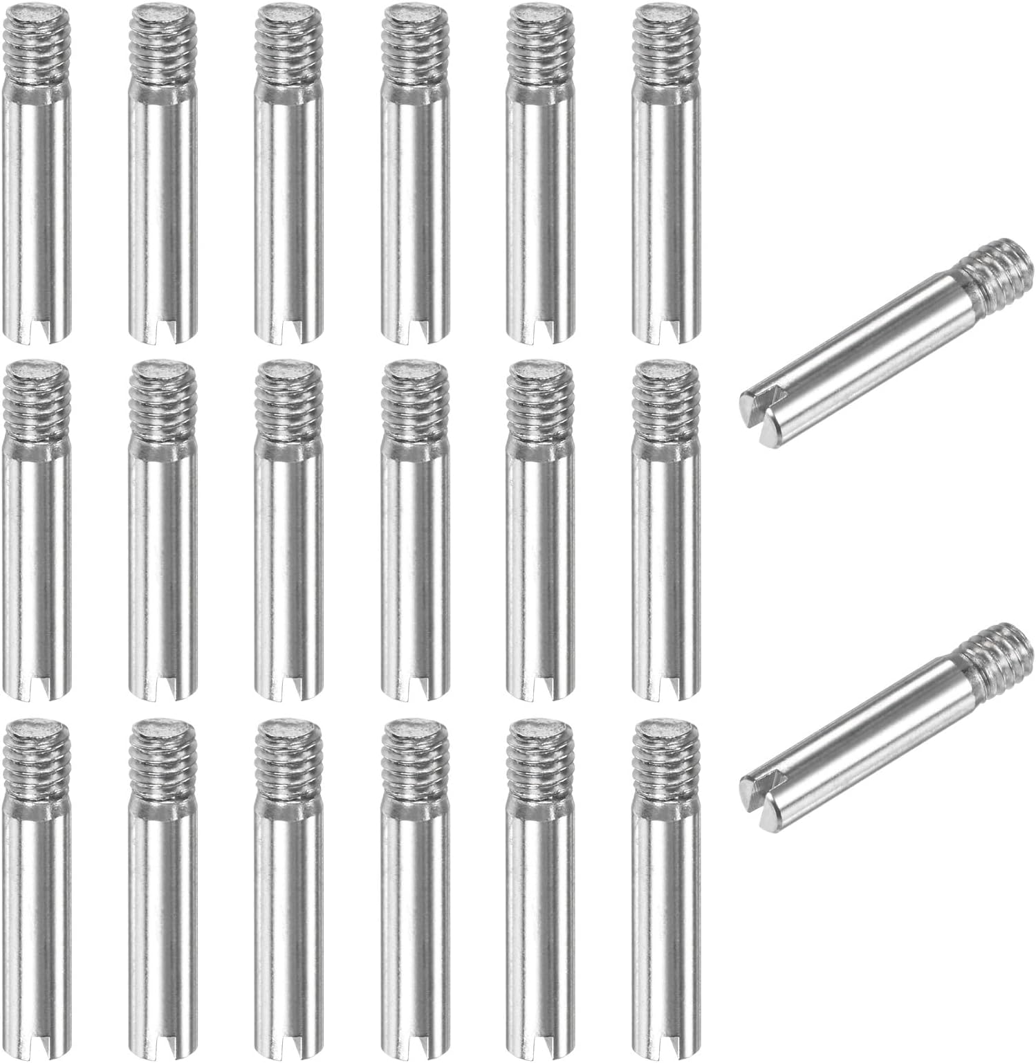 20-Pack M4 x 20mm Slotted Cylindrical Pin Dowel, 304 Stainless Steel External Thread Locating Dowel Parallel Pins for Metal Devices/Wooden Projects [Silver Tone]