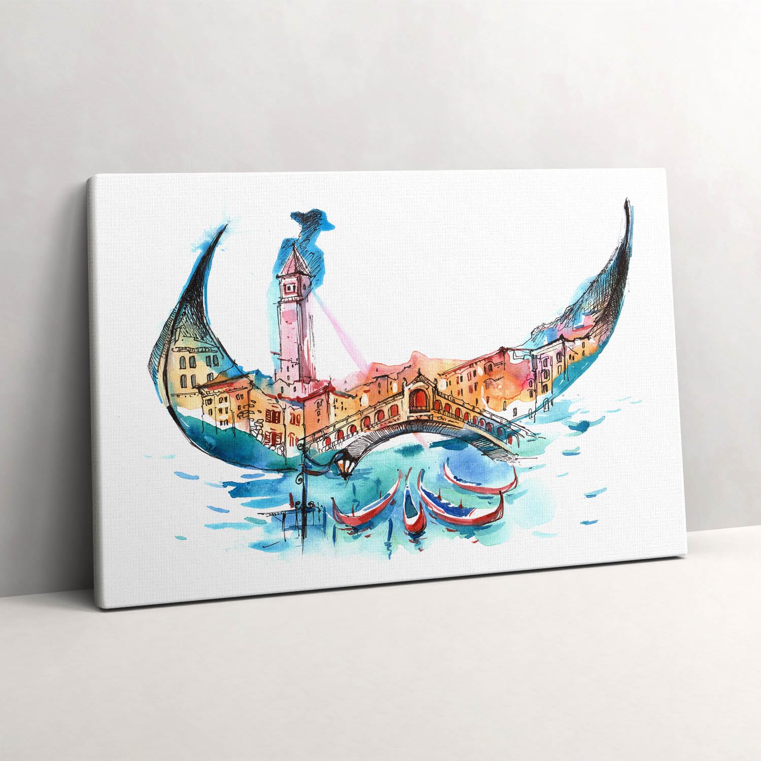 Italie gondoles à Venise tableau 60x40 pour mur vide