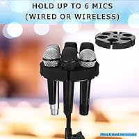 Vista 3 de Soporte para micrófonos múltiples, soporta hasta 6 micrófonos, soporte de micrófono con cable e inalámbrico para soporte, aluminio, negro
