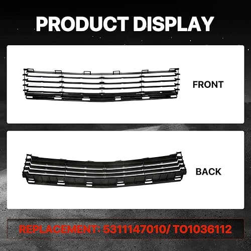 Miniatura 6 de KARPAL Parrilla de parachoques inferior delantero compatible con Toyota Prius 2004 2005 2006 2007 2008 2009 Toyota Prius Negro 5311147010