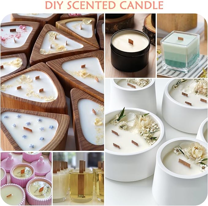 50 Mechas de Madera para Velas con Bases y Pegatinas miniatura 8