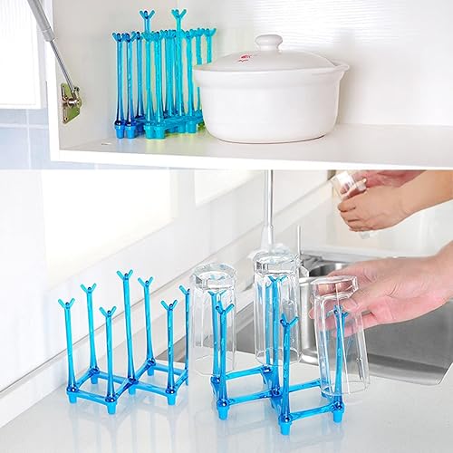 Miniatura 4 de PCTC Estante de secado retráctil para tazas, soporte escurridor de botellas para vasos y deportes, secadora de bolsas de plástico y árbol de tazas